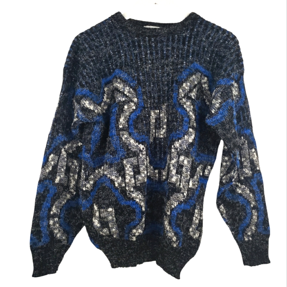 Vintage T2K Honneywell & Todd Grandpa Sweater Size Large Blue/Gray